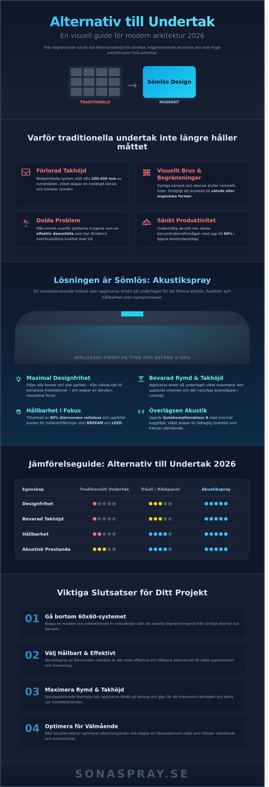 Alternativ till undertak: Guide till moderna och sömlösa akustiklösningar 2026